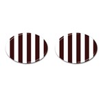 Vertical Stripes - White and Dark Sienna Brown Cufflinks (Oval)
