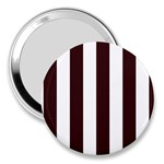 Vertical Stripes - White and Dark Sienna Brown 3  Handbag Mirror