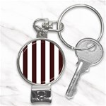 Vertical Stripes - White and Dark Sienna Brown Nail Clippers Key Chain