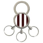 Vertical Stripes - White and Dark Sienna Brown 3-Ring Key Chain