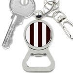 Vertical Stripes - White and Dark Sienna Brown Bottle Opener Key Chain