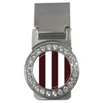 Vertical Stripes - White and Dark Sienna Brown Money Clip (CZ)