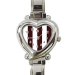 Vertical Stripes - White and Dark Sienna Brown Heart Italian Charm Watch