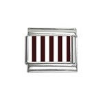 Vertical Stripes - White and Dark Sienna Brown Italian Charm (9mm)