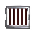 Vertical Stripes - White and Dark Sienna Brown Mega Link Italian Charm (18mm)