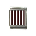 Vertical Stripes - White and Dark Sienna Brown Italian Charm (13mm)