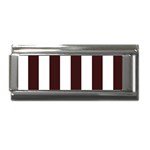 Vertical Stripes - White and Dark Sienna Brown Superlink Italian Charm (9mm)