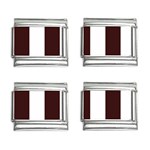 Vertical Stripes - White and Dark Sienna Brown 9mm Italian Charm (4 pack)