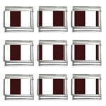 Vertical Stripes - White and Dark Sienna Brown 9mm Italian Charm (9 pack)