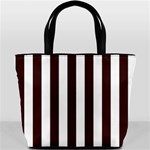 Vertical Stripes - White and Dark Sienna Brown Bucket Bag