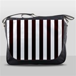 Vertical Stripes - White and Dark Sienna Brown Messenger Bag