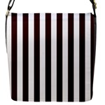Vertical Stripes - White and Dark Sienna Brown Flap Closure Messenger Bag (S)