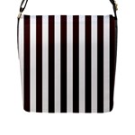 Vertical Stripes - White and Dark Sienna Brown Flap Closure Messenger Bag (L)