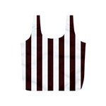 Vertical Stripes - White and Dark Sienna Brown Full Print Recycle Bag (S)