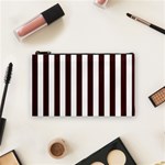Vertical Stripes - White and Dark Sienna Brown Cosmetic Bag (S)