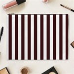 Vertical Stripes - White and Dark Sienna Brown Cosmetic Bag (XL)