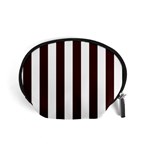 Vertical Stripes - White and Dark Sienna Brown Accessory Pouch (Small)