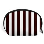 Vertical Stripes - White and Dark Sienna Brown Accessory Pouch (Large)