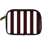 Vertical Stripes - White and Dark Sienna Brown Digital Camera Leather Case