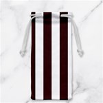 Vertical Stripes - White and Dark Sienna Brown Jewelry Bag
