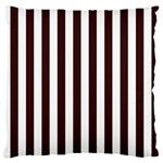 Vertical Stripes - White and Dark Sienna Brown Large Flano Cushion Case (One Side)