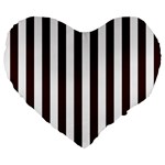 Vertical Stripes - White and Dark Sienna Brown Large 19  Premium Flano Heart Shape Cushion