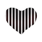 Vertical Stripes - White and Dark Sienna Brown Standard 16  Premium Flano Heart Shape Cushion