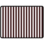 Vertical Stripes - White and Dark Sienna Brown Fleece Blanket (Large) (One Side)