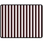 Vertical Stripes - White and Dark Sienna Brown Fleece Blanket (Medium) (One Side)