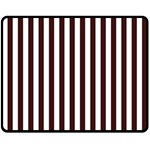 Vertical Stripes - White and Dark Sienna Brown Double Sided Fleece Blanket (Medium) (Two Sides)