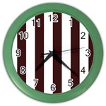 Vertical Stripes - White and Dark Sienna Brown Color Wall Clock
