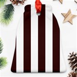 Vertical Stripes - White and Dark Sienna Brown Ornament (Bell)