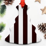 Vertical Stripes - White and Dark Sienna Brown Ornament (Christmas Tree)