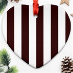 Vertical Stripes - White and Dark Sienna Brown Ornament (Heart)