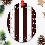 Vertical Stripes - White and Dark Sienna Brown Oval Filigree Ornament (Two Sides)