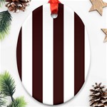 Vertical Stripes - White and Dark Sienna Brown Oval Ornament (Two Sides)