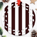 Vertical Stripes - White and Dark Sienna Brown Round Filigree Ornament (Two Sides)