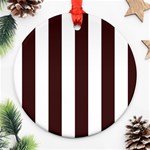 Vertical Stripes - White and Dark Sienna Brown Round Ornament (Two Sides)