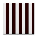 Vertical Stripes - White and Dark Sienna Brown Tile Coaster