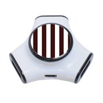 Vertical Stripes - White and Dark Sienna Brown Portable USB Hub (One Side)