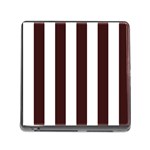 Vertical Stripes - White and Dark Sienna Brown Memory Card Reader (Square)