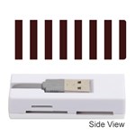 Vertical Stripes - White and Dark Sienna Brown Memory Card Reader (Stick)