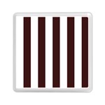 Vertical Stripes - White and Dark Sienna Brown Memory Card Reader with Storage (Square)