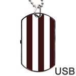 Vertical Stripes - White and Dark Sienna Brown Dog Tag USB Flash (One Side)
