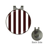 Vertical Stripes - White and Dark Sienna Brown Golf Ball Marker Hat Clip