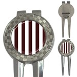Vertical Stripes - White and Dark Sienna Brown 3-in-1 Golf Divot