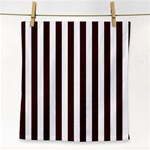 Vertical Stripes - White and Dark Sienna Brown Face Towel