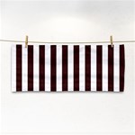 Vertical Stripes - White and Dark Sienna Brown Hand Towel