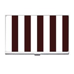 Vertical Stripes - White and Dark Sienna Brown Business Card Holder