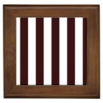 Vertical Stripes - White and Dark Sienna Brown Framed Tile